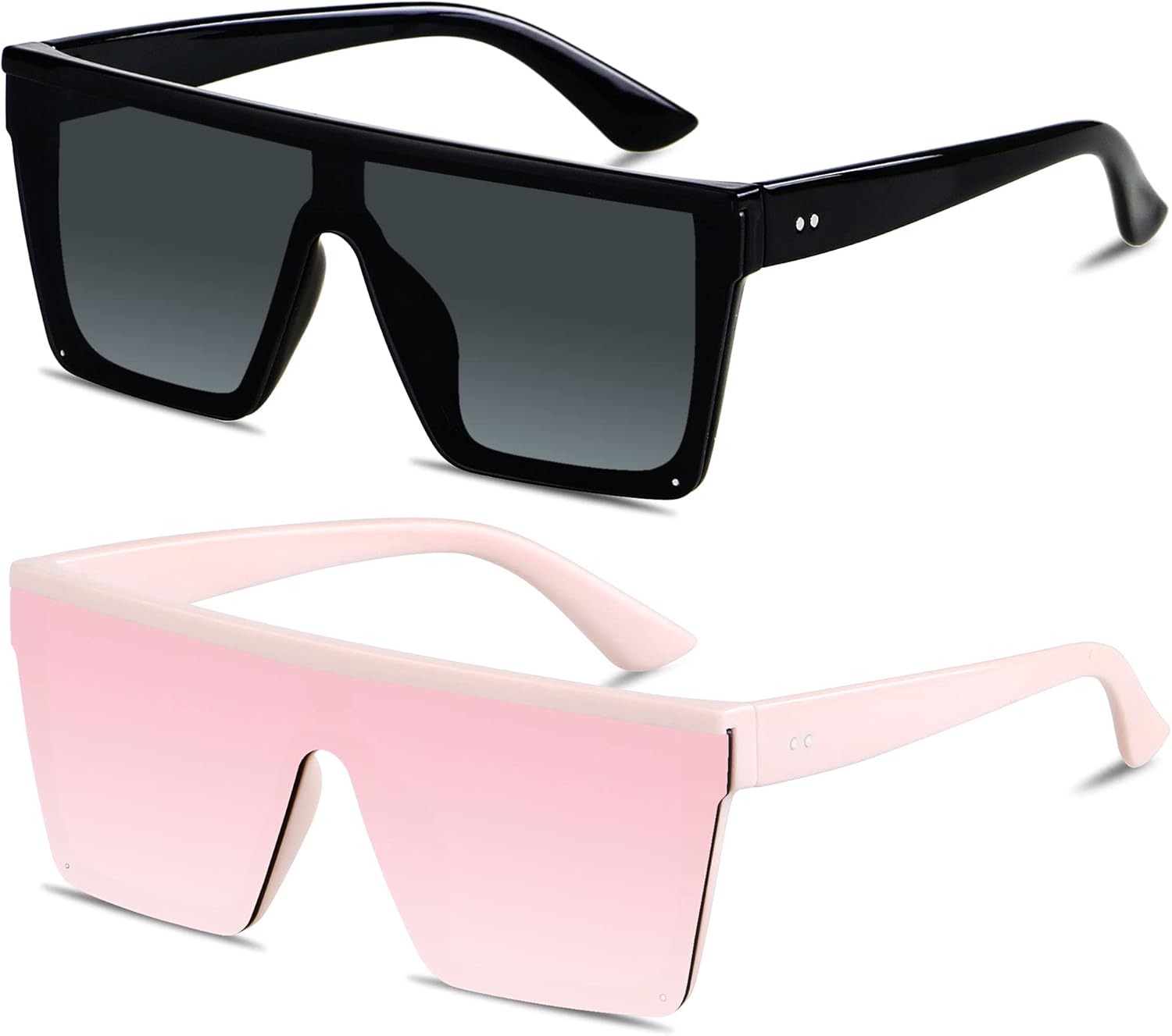 Солнцезащитные очки LYZOIT квадратной формы большого размера для женщин и мужчин, с плоской верхней частью, модные, с большой защитой от УФ-излучения, без оправы, (2pack) Black + Mirrored Pink
Солнцезащитные очки LYZOIT квадратной формы большого размера для женщин и мужчин, с плоской верхней частью, модные, с большой защитой от УФ-излучения, без оправы, (2pack) Black + Mirrored Pink