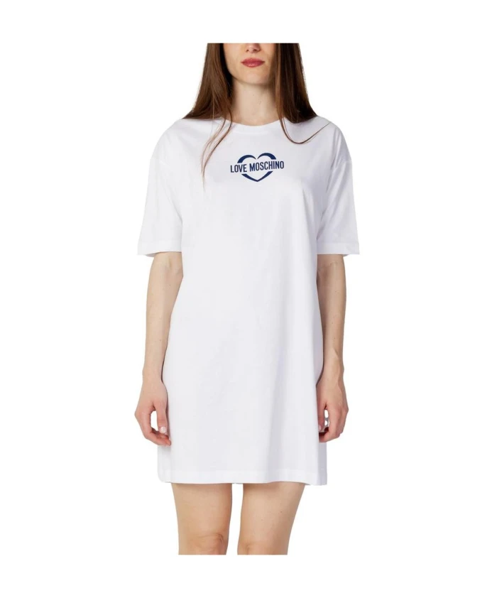 Платье-Футболка с белым логотипом в виде сердца Love Moschino, белый
Платье-Футболка с белым логотипом в виде сердца Love Moschino, белый