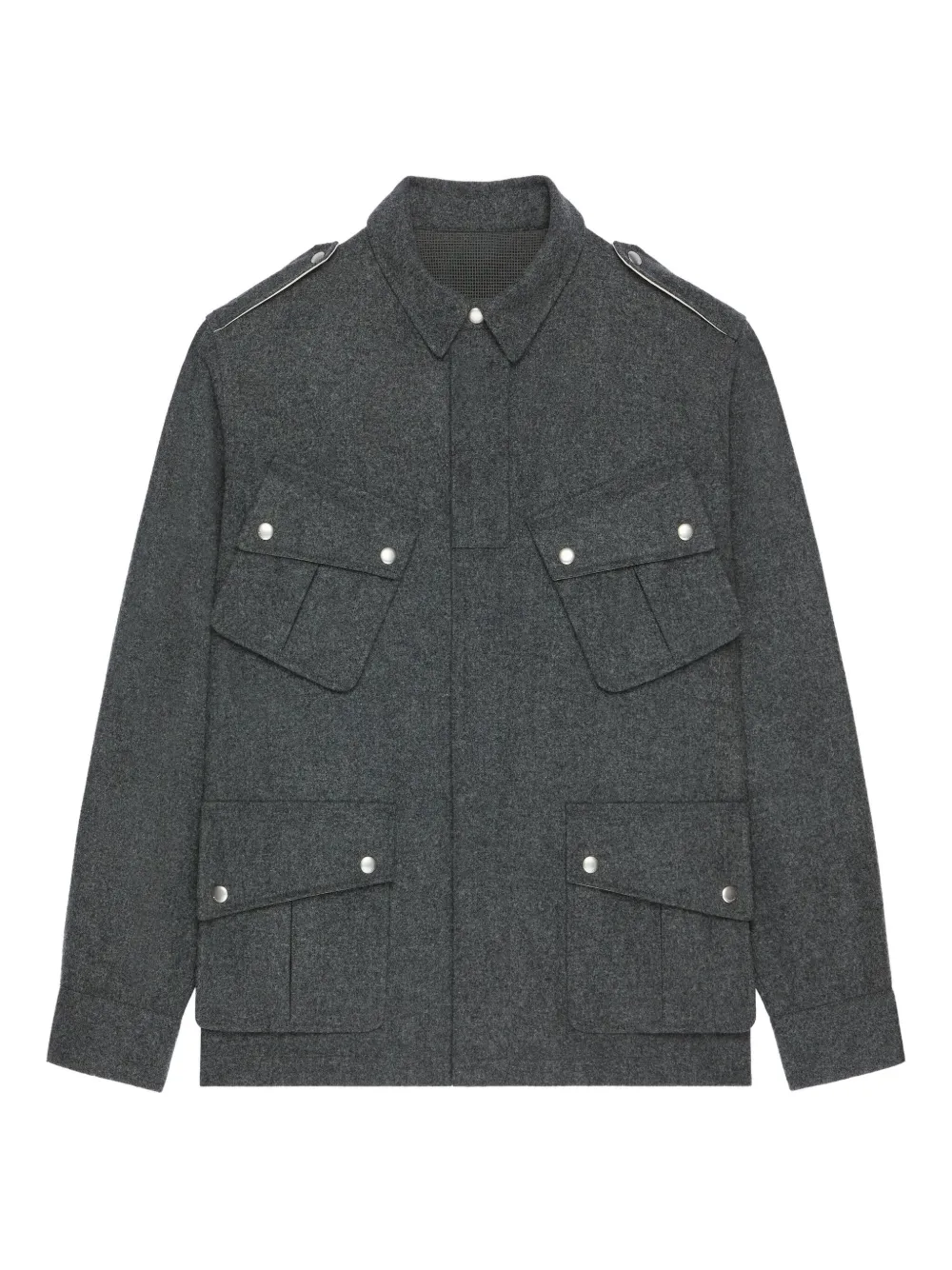 Шерстяная куртка-рубашка с карманами-клапанами Givenchy, серый
Шерстяная куртка-рубашка с карманами-клапанами Givenchy, серый