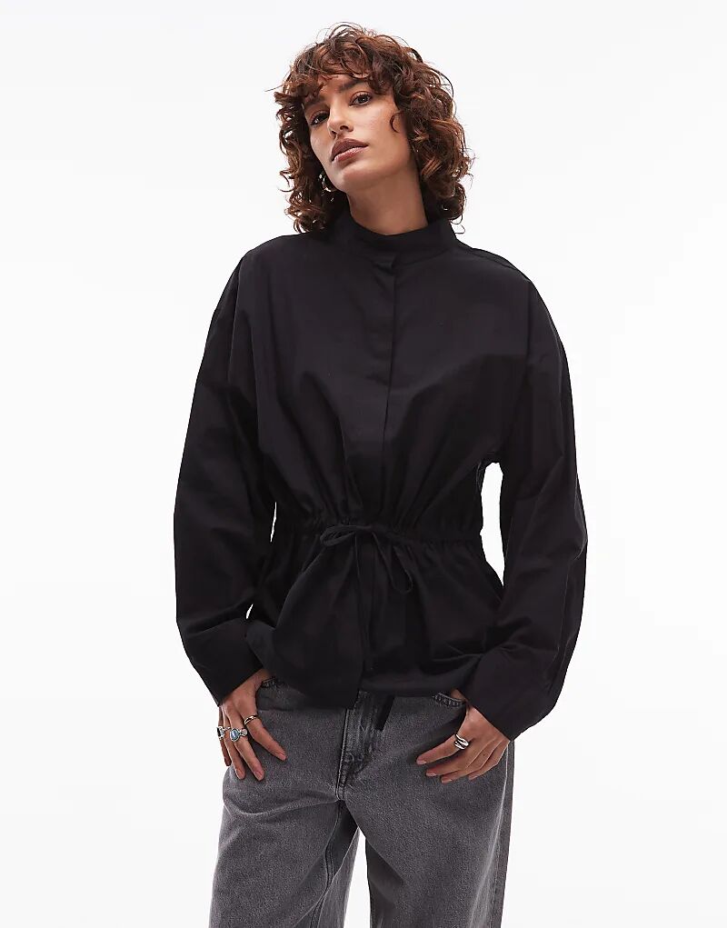 Черная рубашка ASOS DESIGN с воротником-стойкой и завязкой на талии
Черная рубашка ASOS DESIGN с воротником-стойкой и завязкой на талии