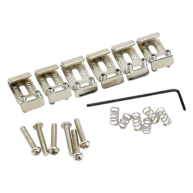 Седла для гитарного бриджа Fender American Vintage Stratocaster, набор из 6 шт., никель 992051000
Седла для гитарного бриджа Fender American Vintage Stratocaster, набор из 6 шт., никель 992051000