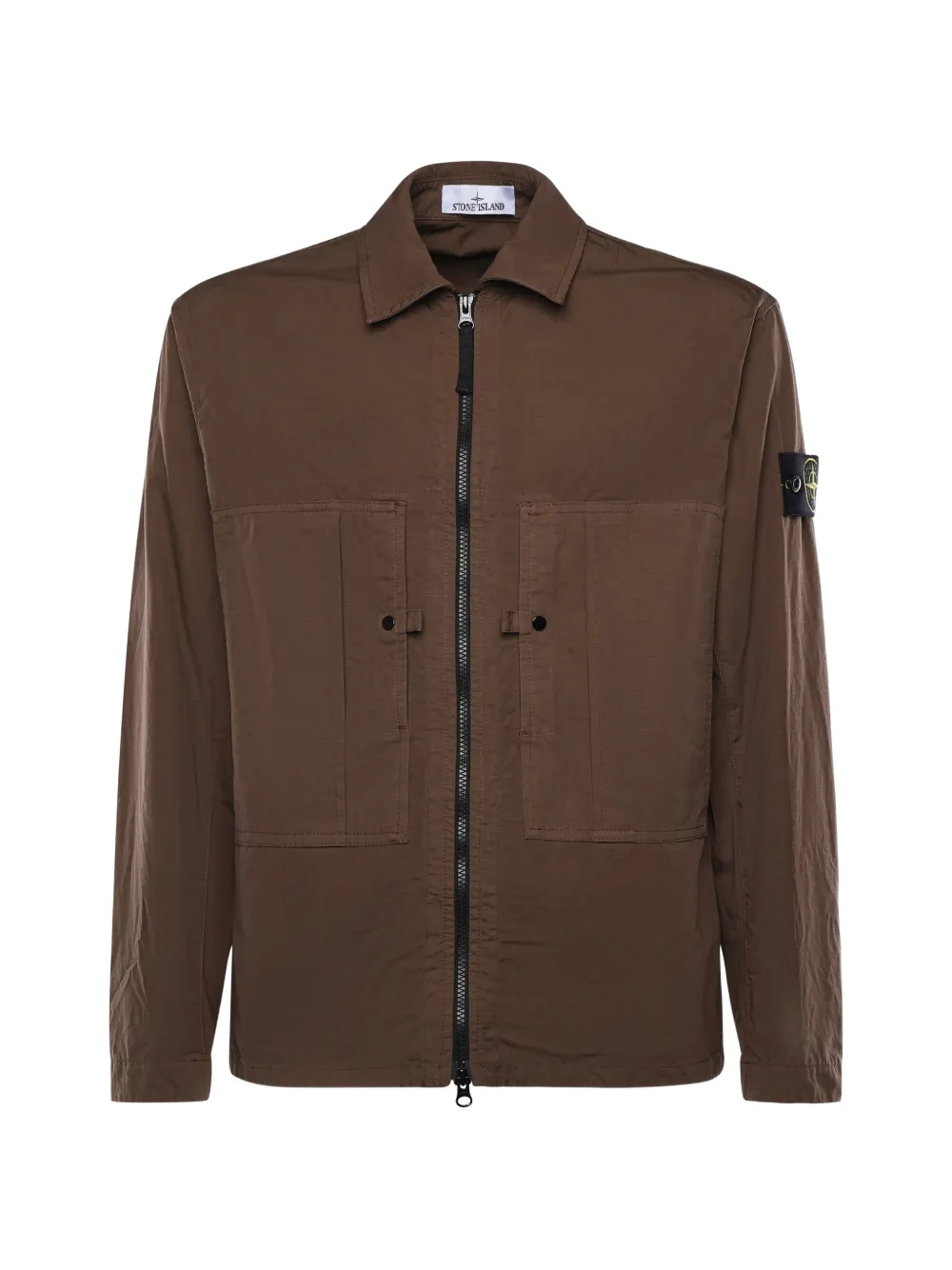 Рубашка-куртка с застежкой на молнию и накладными карманами Stone Island, коричневый
Рубашка-куртка с застежкой на молнию и накладными карманами Stone Island, коричневый