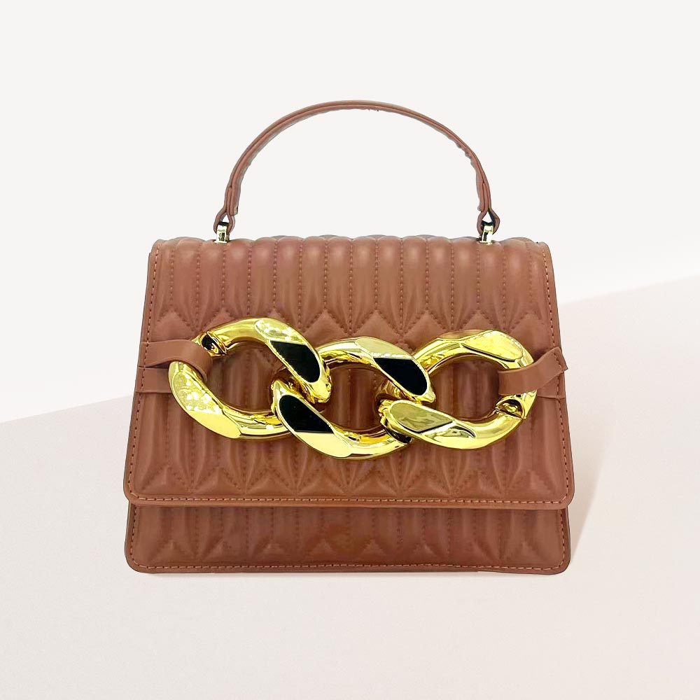 Сумка через плечо с верхней ручкой из искусственной кожи с массивной металлической отделкой FASHNZFAB, коричневый
Сумка через плечо с верхней ручкой из искусственной кожи с массивной металлической отделкой FASHNZFAB, коричневый