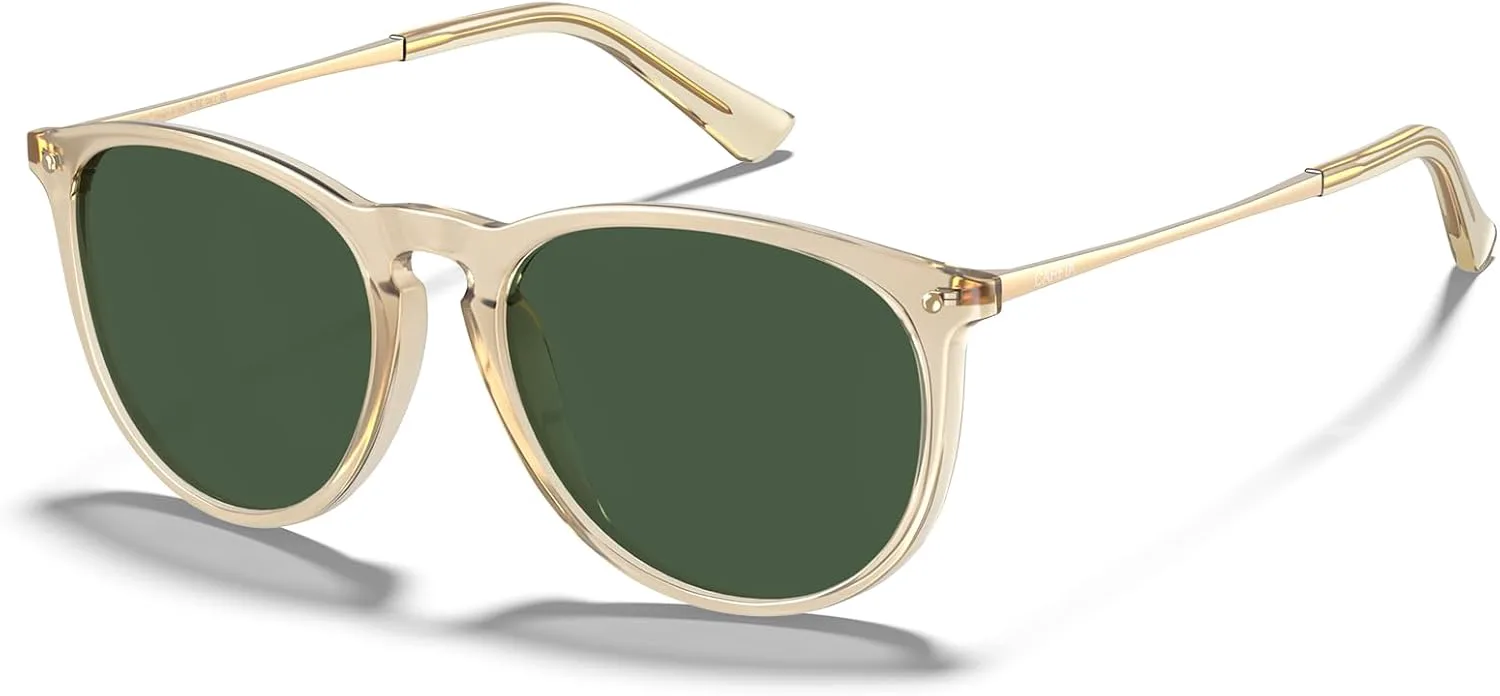 Женские круглые солнцезащитные очки CARFIA с поляризацией и защитой от УФ-излучения, модный ретро-дизайнерский стиль CA5100, 5. Light Yellow Frame Green Lens
Женские круглые солнцезащитные очки CARFIA с поляризацией и защитой от УФ-излучения, модный ретро-дизайнерский стиль CA5100, 5. Light Yellow Frame Green Lens