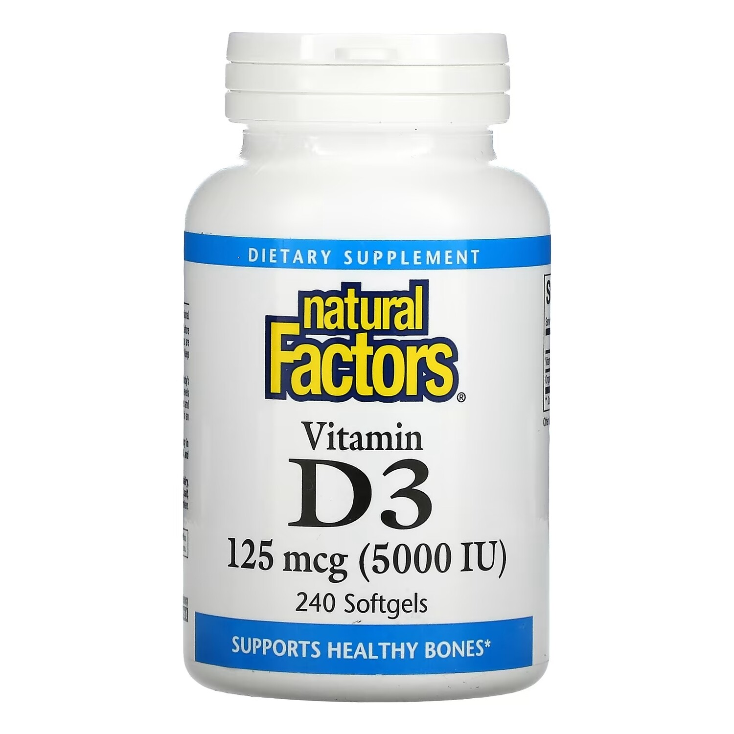 Natural Factors Витамин D3 125 мкг 5000 МЕ, 240 мягких таблеток
Natural Factors Витамин D3 125 мкг 5000 МЕ, 240 мягких таблеток