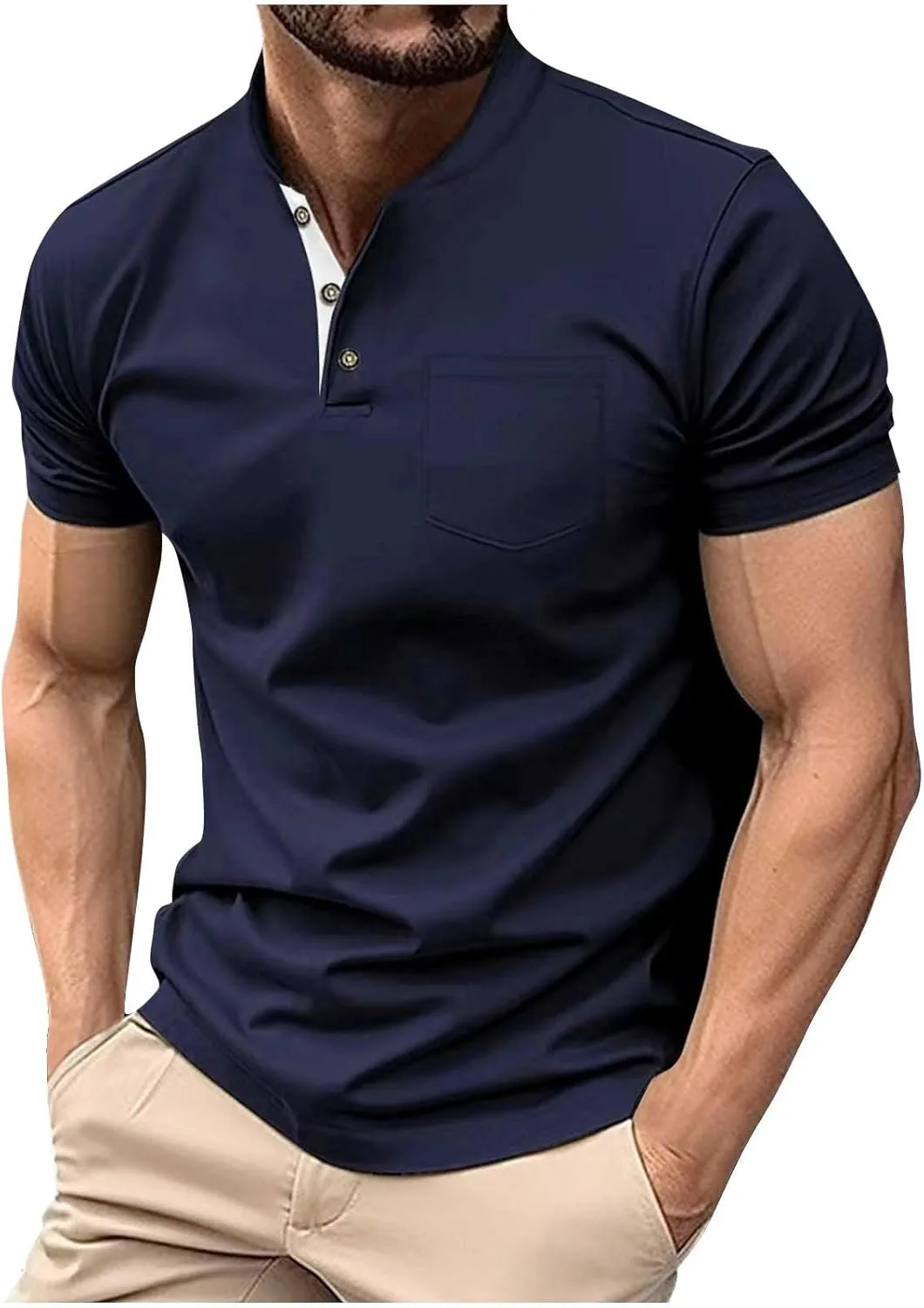 Мужская футболка с коротким рукавом и воротником на пуговицах, классический крой Dademeo
Мужская футболка с коротким рукавом и воротником на пуговицах, классический крой Dademeo