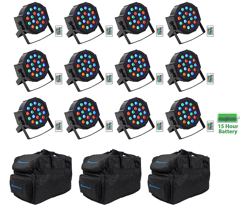 12) Rockville BATTERY PAR 50 Аккумуляторная светодиодная подсветка DMX DJ Wash Up-Lights + Пульты + Сумки (12) BATTERY PAR 50+(3) RLB30
12) Rockville BATTERY PAR 50 Аккумуляторная светодиодная подсветка DMX DJ Wash Up-Lights + Пульты + Сумки (12) BATTERY PAR 50+(3) RLB30