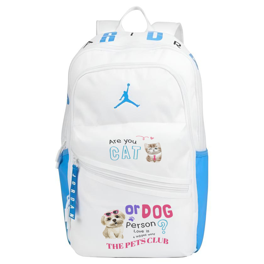 Jordan Полиэстеровый рюкзак с термопереносом сине-белый унисекс, Cats and dogs
Jordan Полиэстеровый рюкзак с термопереносом сине-белый унисекс, Cats and dogs