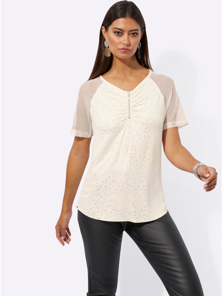 Рубашка с короткими рукавами в цвете шампанского и серебряного цвета creation L
Рубашка с короткими рукавами в цвете шампанского и серебряного цвета creation L