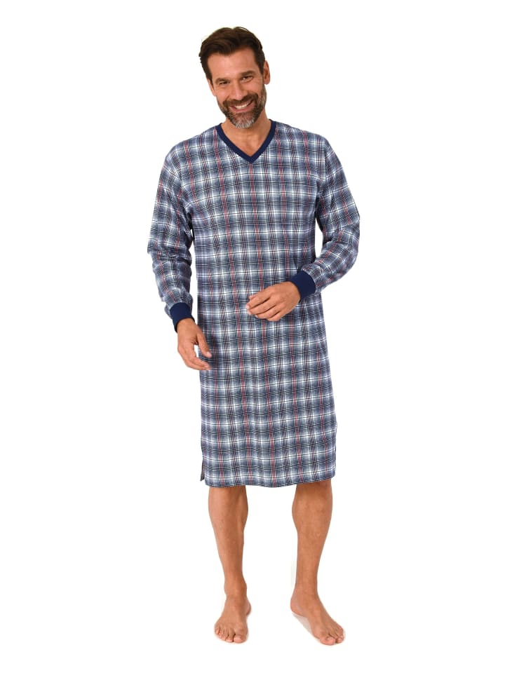 Ночная рубашка с длинными рукавами и манжетами, клетчатая, темно-синего цвета. NORMANN
Ночная рубашка с длинными рукавами и манжетами, клетчатая, темно-синего цвета. NORMANN