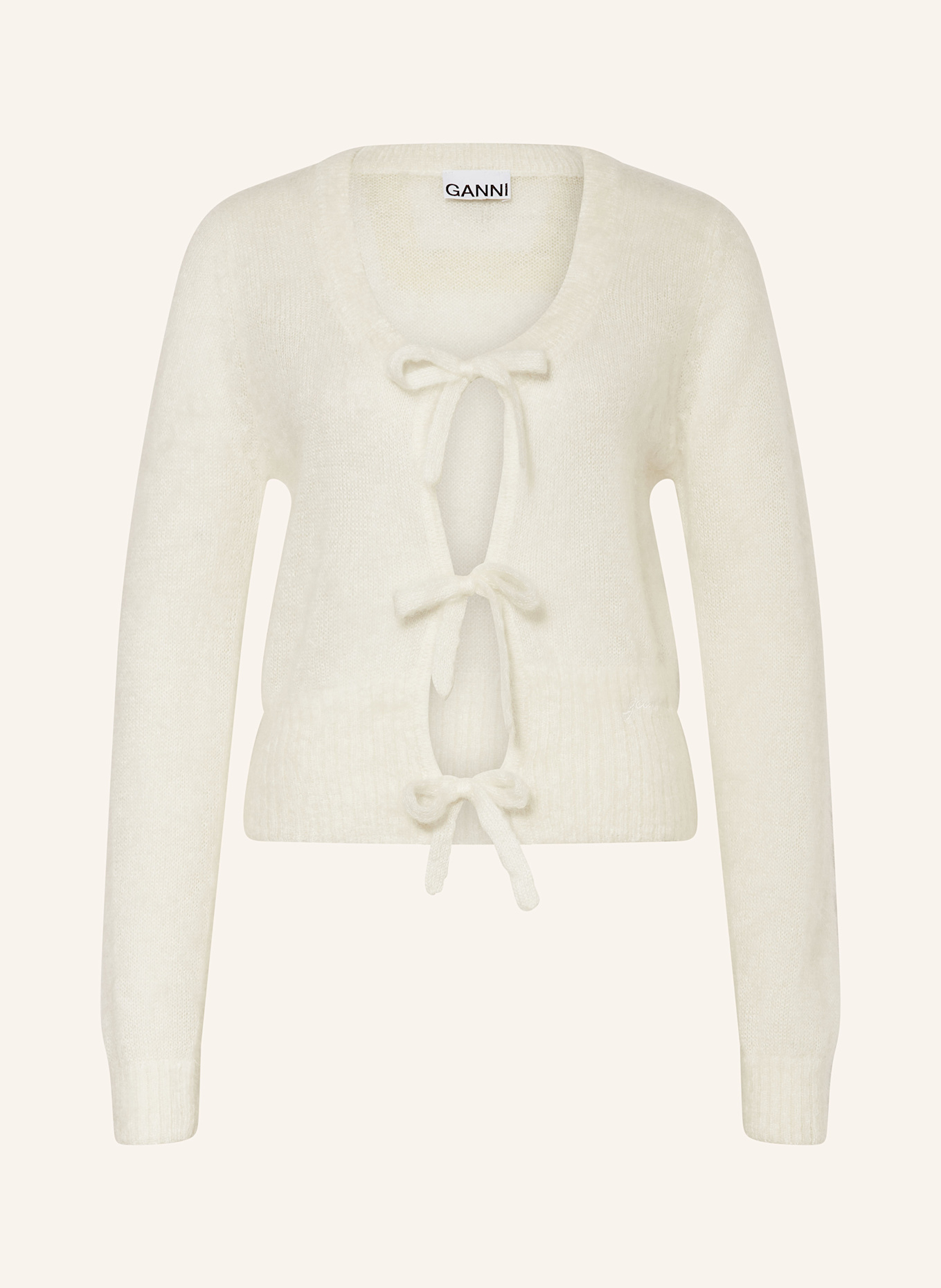 Кардиган с мохером Ganni, белый
Кардиган с мохером Ganni, белый