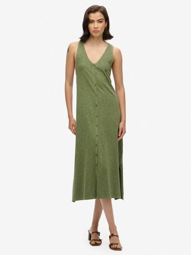 Пляжное трикотажное платье-жилет миди Superdry, цвет Olive Khaki 
Пляжное трикотажное платье-жилет миди Superdry, цвет Olive Khaki