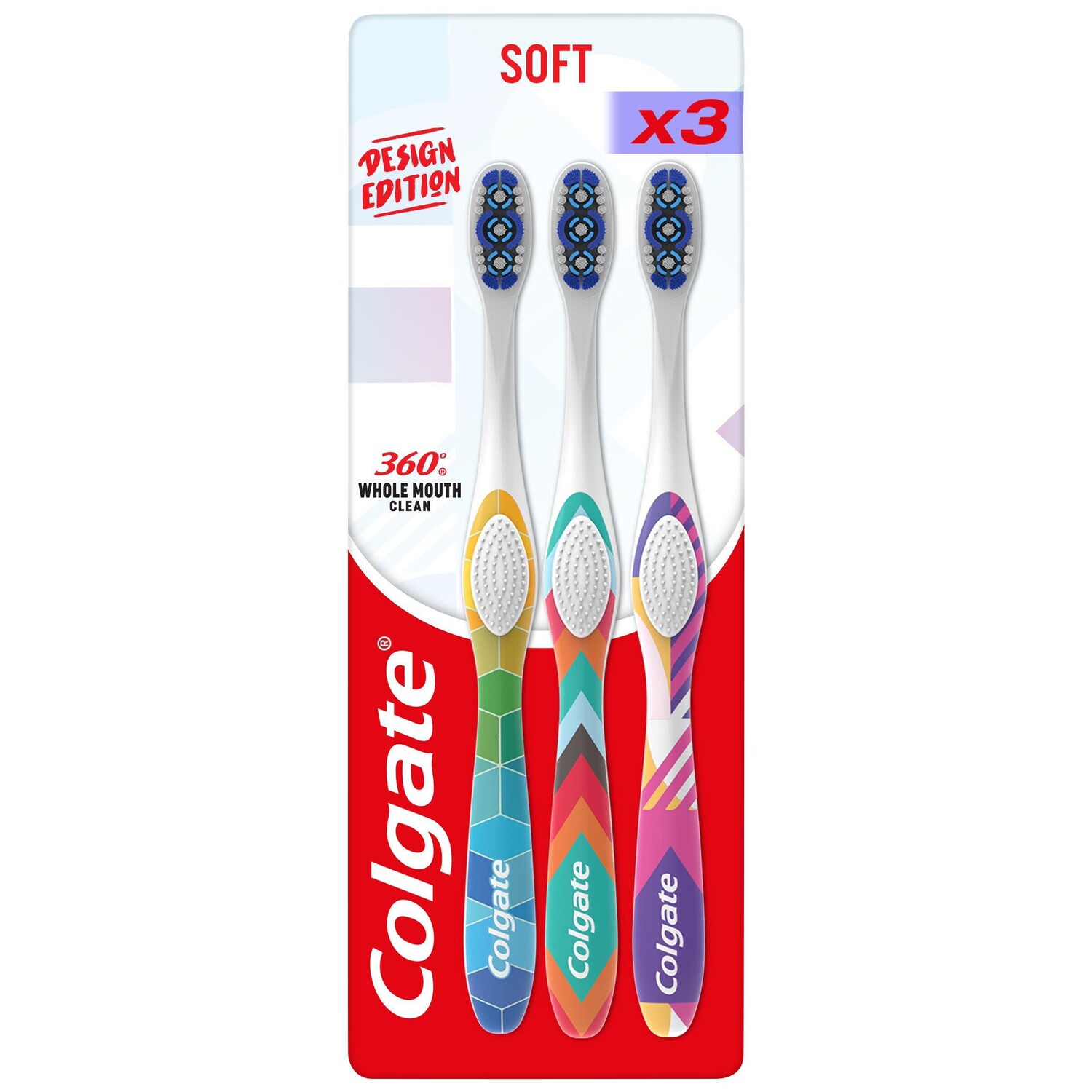 Colgate Design Edition зубная щетка мягкая, 3 шт/1 упаковка