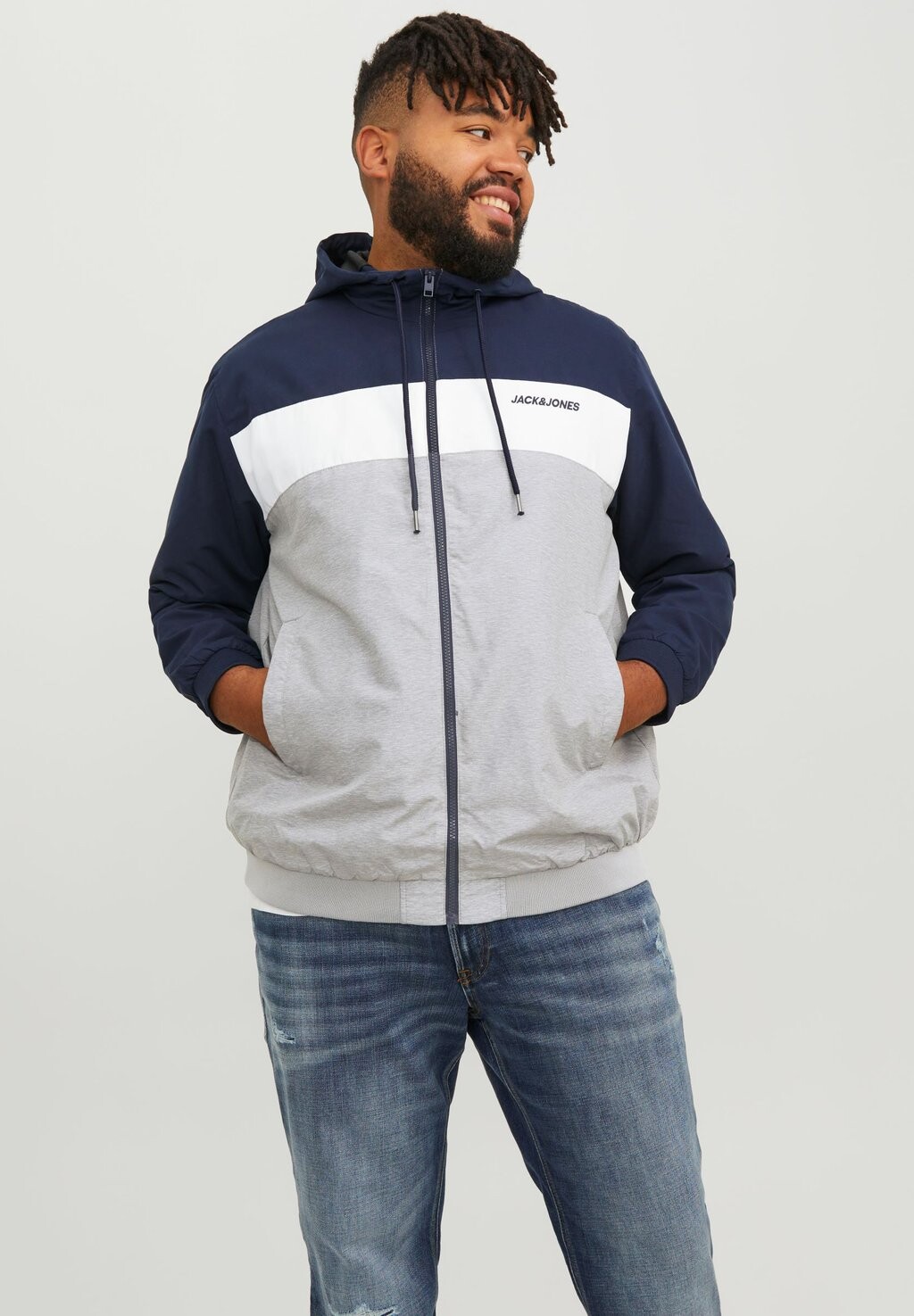 Ветровка Jack & Jones JJERUSH HOOD, цвет navy blazer/white/light grey melange, Белый, Ветровка Jack & Jones JJERUSH HOOD, цвет navy blazer/white/light grey melange 
Ветровка Jack & Jones JJERUSH HOOD, цвет navy blazer/white/light grey melange, Белый, Ветровка Jack & Jones JJERUSH HOOD, цвет navy blazer/white/light grey melange
