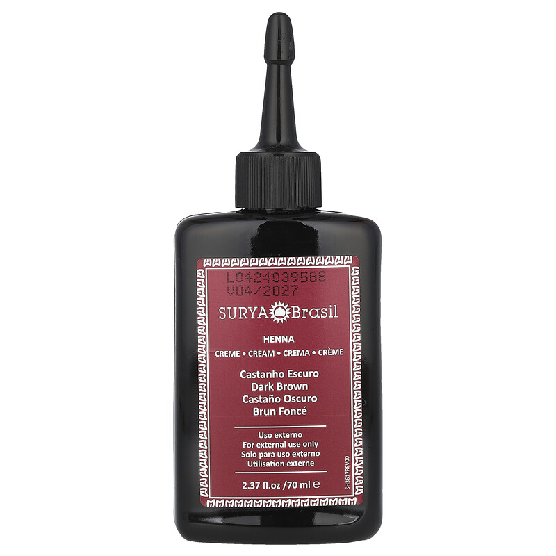 Surya Brasil, хна-крем, эффективное окрашивание седины, здоровые волосы, темно-коричневый, 70 мл (2,37 жидк. унций)
Surya Brasil, хна-крем, эффективное окрашивание седины, здоровые волосы, темно-коричневый, 70 мл (2,37 жидк. унций)