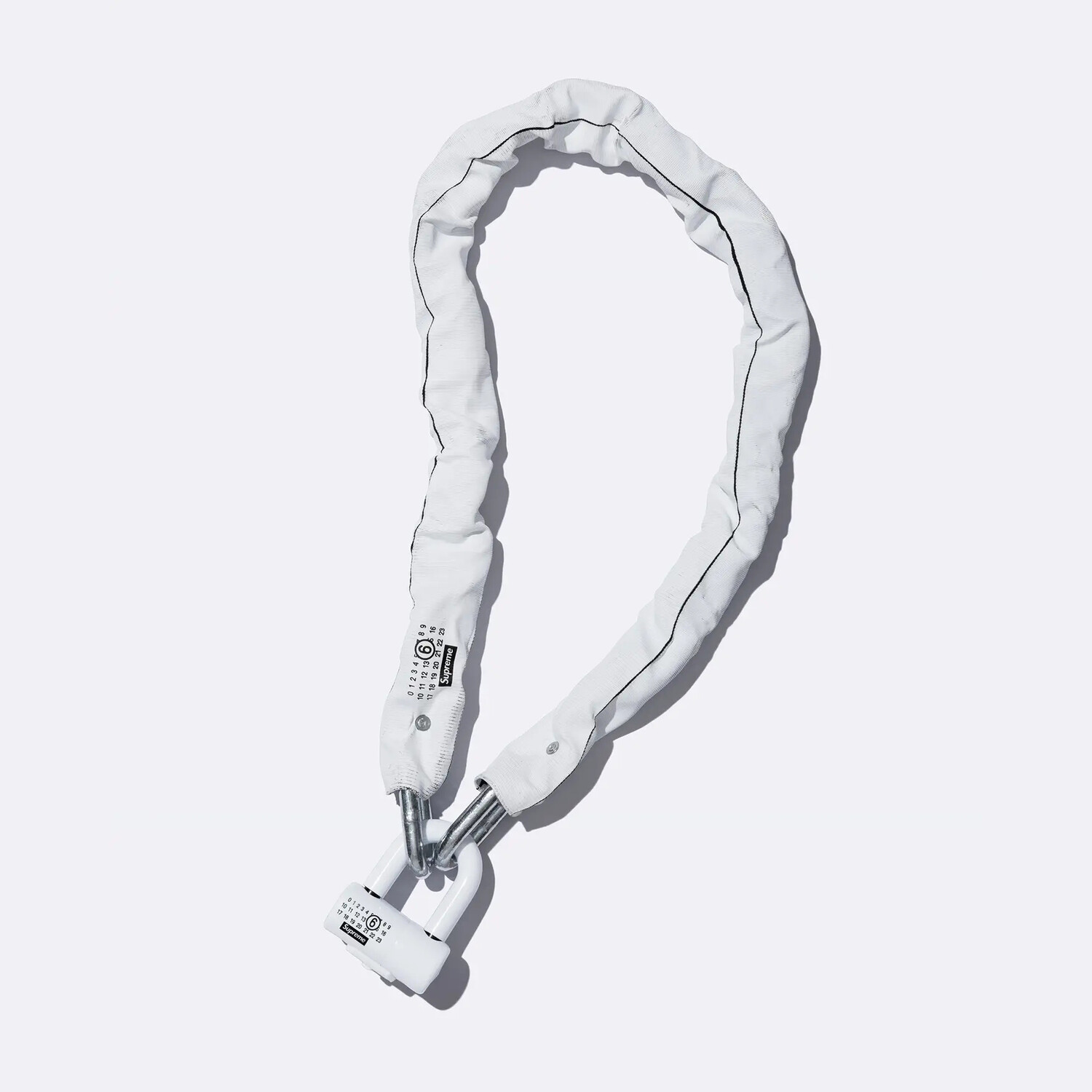 Цепь Kryptonite + дисковый замок Supreme x MM6 Maison Margiela, белый
Цепь Kryptonite + дисковый замок Supreme x MM6 Maison Margiela, белый