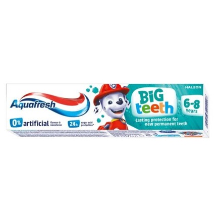 Зубная паста Big Teeth для детей 6-8 лет Paw Patrol 50 мл Aquafresh Assorted
Зубная паста Big Teeth для детей 6-8 лет Paw Patrol 50 мл Aquafresh Assorted