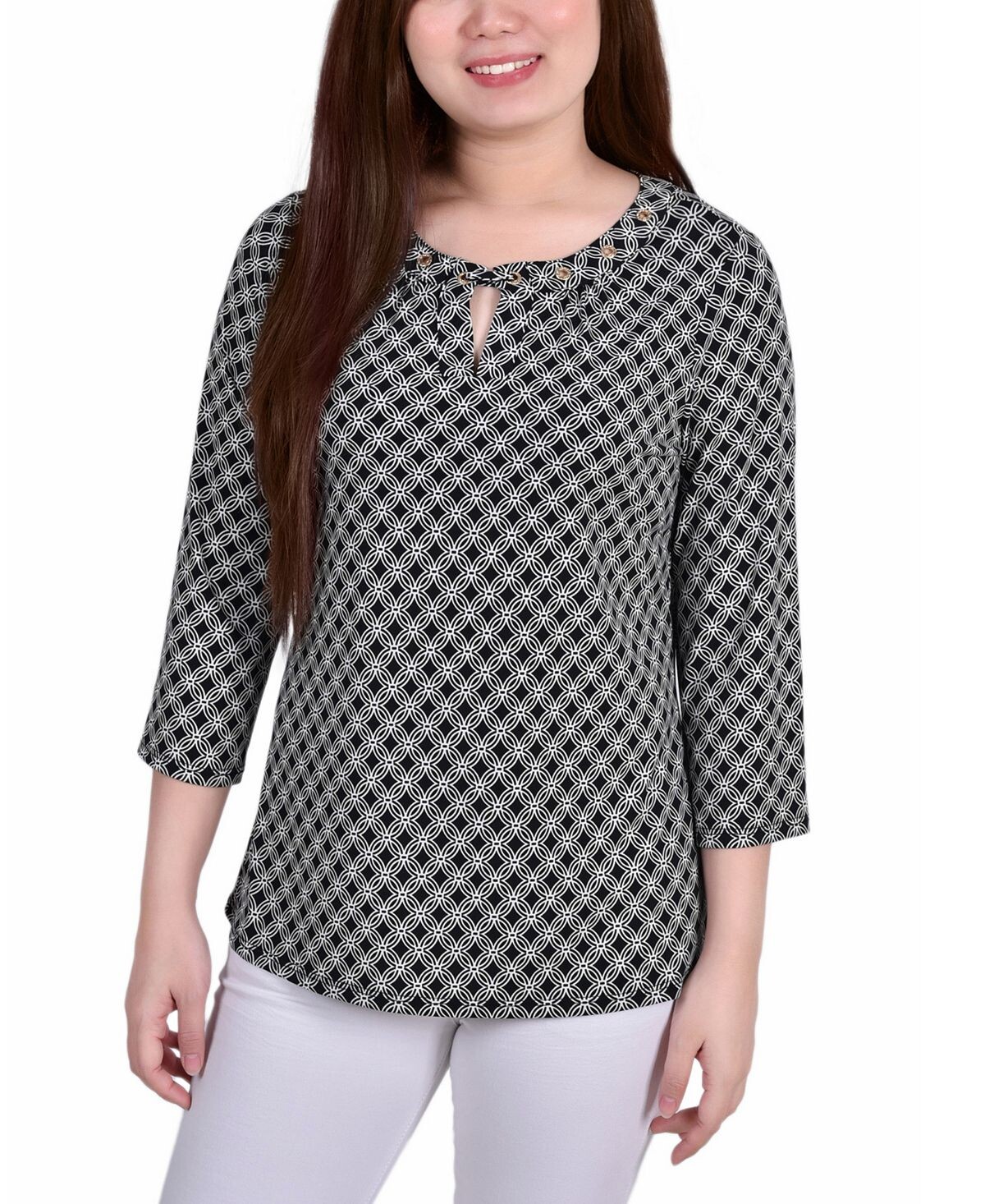 Топ миниатюрного размера с рукавами 3/4 и люверсами NY Collection, мульти
Топ миниатюрного размера с рукавами 3/4 и люверсами NY Collection, мульти