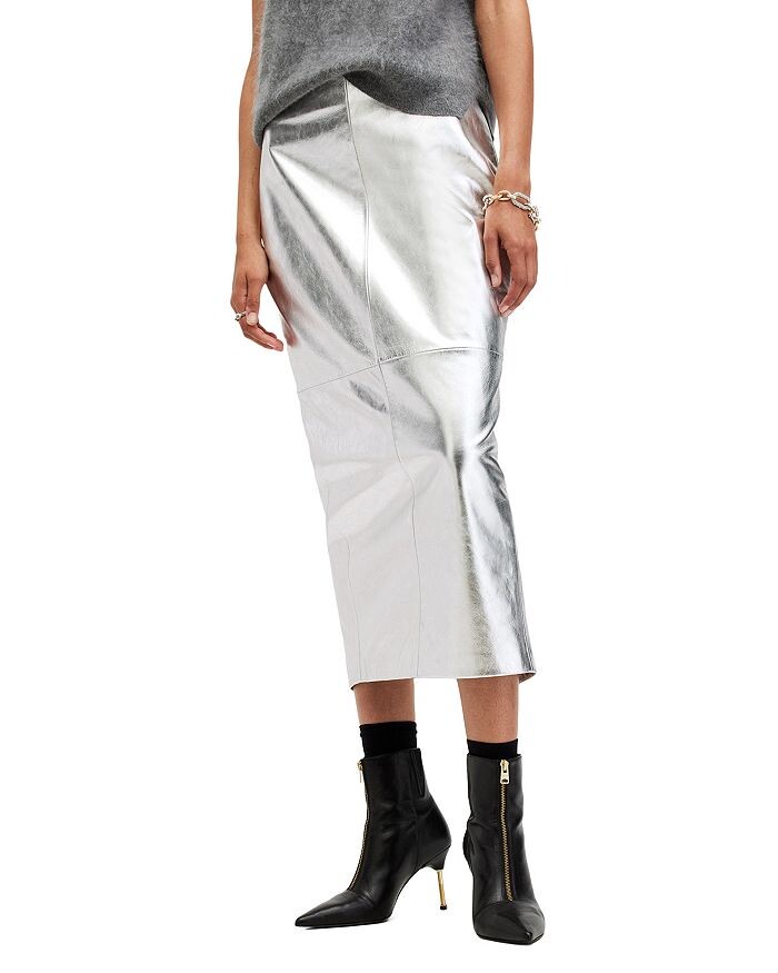 Кожаная юбка-карандаш ALLSAINTS Renai, серебряный
Кожаная юбка-карандаш ALLSAINTS Renai, серебряный