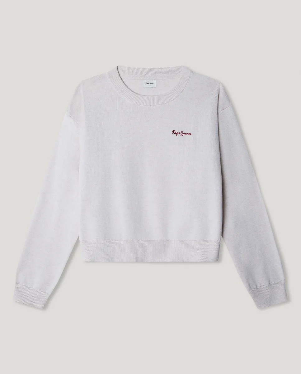 Детский свитер с круглым вырезом и вышитым логотипом Pepe Jeans, кремовый
Детский свитер с круглым вырезом и вышитым логотипом Pepe Jeans, кремовый