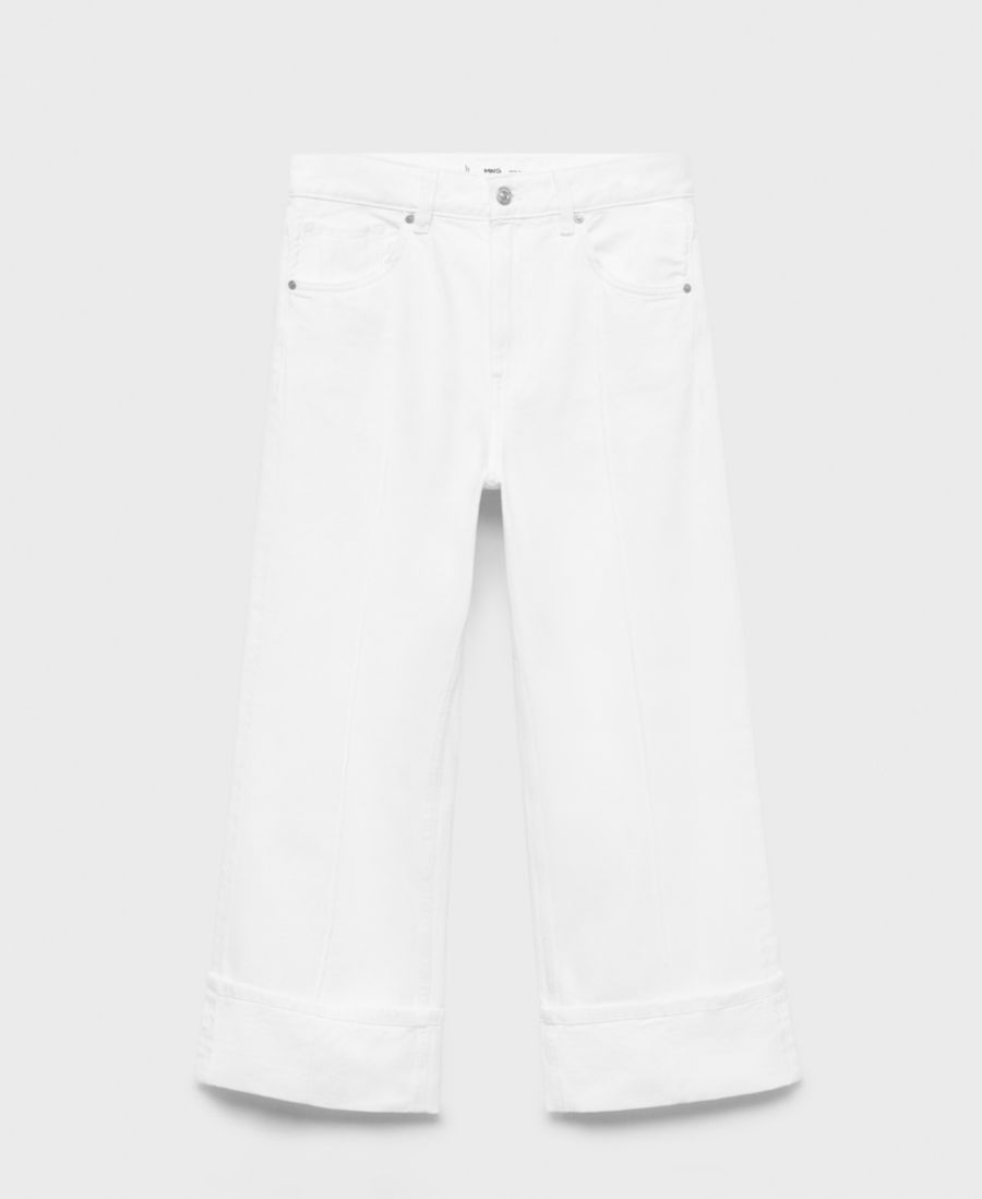 Женские укороченные джинсы с подвернутым низом и широкими штанинами MANGO, White
Женские укороченные джинсы с подвернутым низом и широкими штанинами MANGO, White