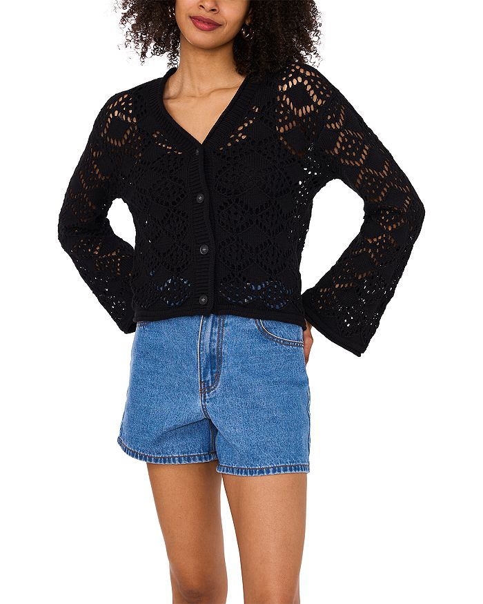 Кардиган с V-образным вырезом и длинными рукавами в технике пойнтель VINCE CAMUTO, черный
Кардиган с V-образным вырезом и длинными рукавами в технике пойнтель VINCE CAMUTO, черный