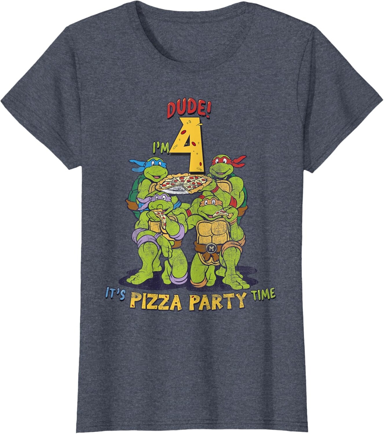 Женская футболка Teenage Mutant Ninja Turtles I'm 4 Dude Pizza Birthday Party, синий вереск 
Женская футболка Teenage Mutant Ninja Turtles I'm 4 Dude Pizza Birthday Party, синий вереск