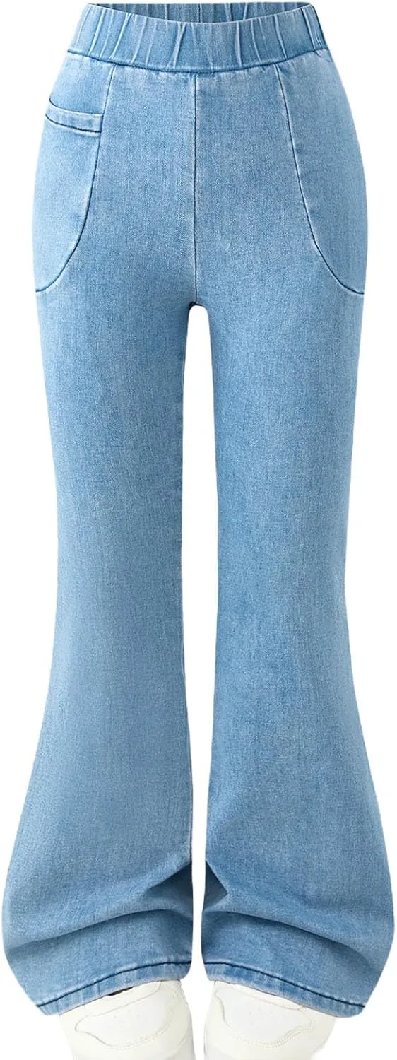 Джинсы-клеш для девочек с эластичным поясом
Джинсы-клеш для девочек с эластичным поясом