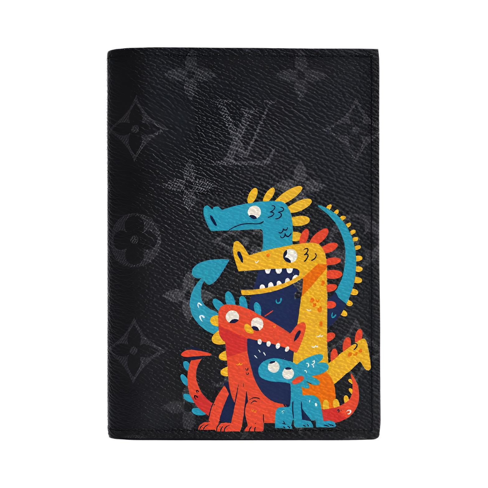LOUIS VUITTON Кожаный паспортник для мужчин черный серый, Dragon 
LOUIS VUITTON Кожаный паспортник для мужчин черный серый, Dragon
