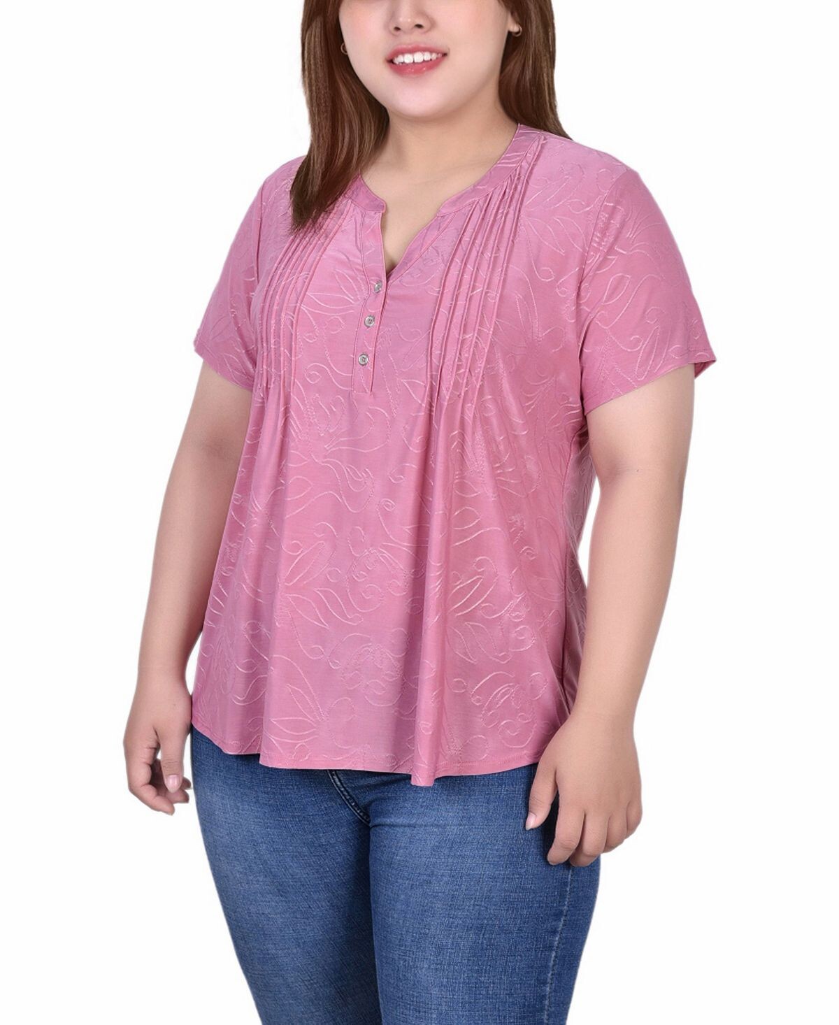 Плюс размер жаккардовый вязаный топ с короткими рукавами и y-образным вырезом NY Collection
Плюс размер жаккардовый вязаный топ с короткими рукавами и y-образным вырезом NY Collection