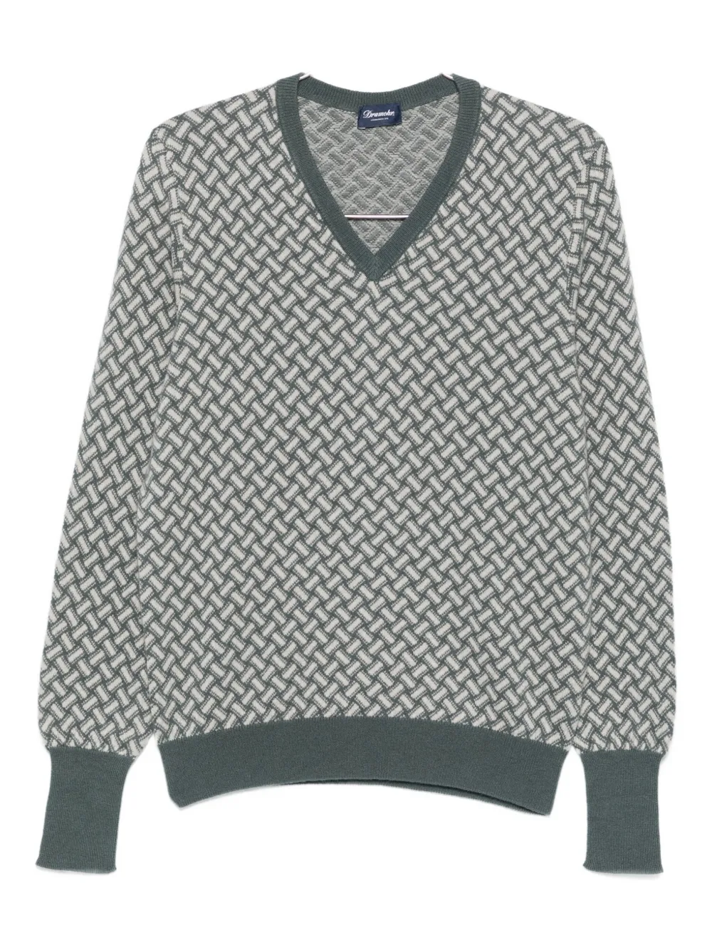 Свитер с геометрическим узором и V-образным вырезом Drumohr, черный
Свитер с геометрическим узором и V-образным вырезом Drumohr, черный