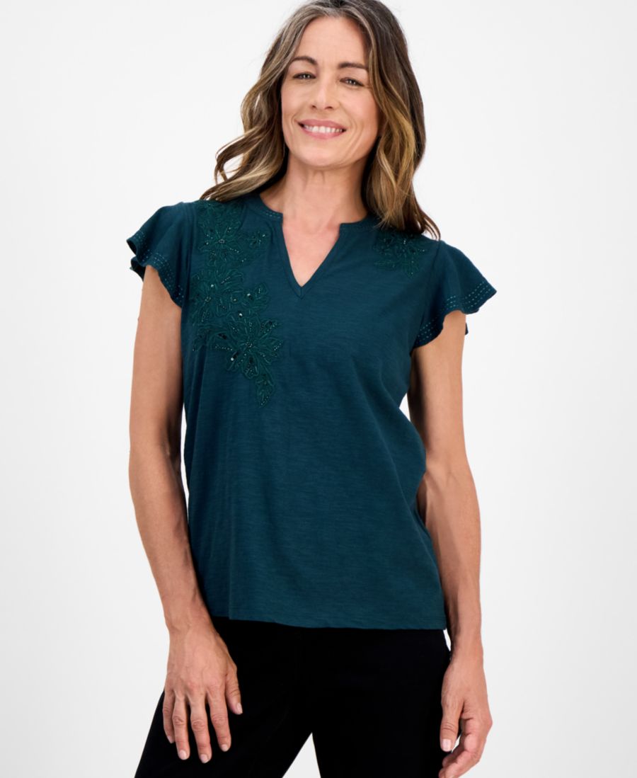 Укороченный хлопковый вязаный топ с вышивкой и рукавами-воланами, эксклюзивно для Macy's Style & Co, Ponderosa Pine
Укороченный хлопковый вязаный топ с вышивкой и рукавами-воланами, эксклюзивно для Macy's Style & Co, Ponderosa Pine