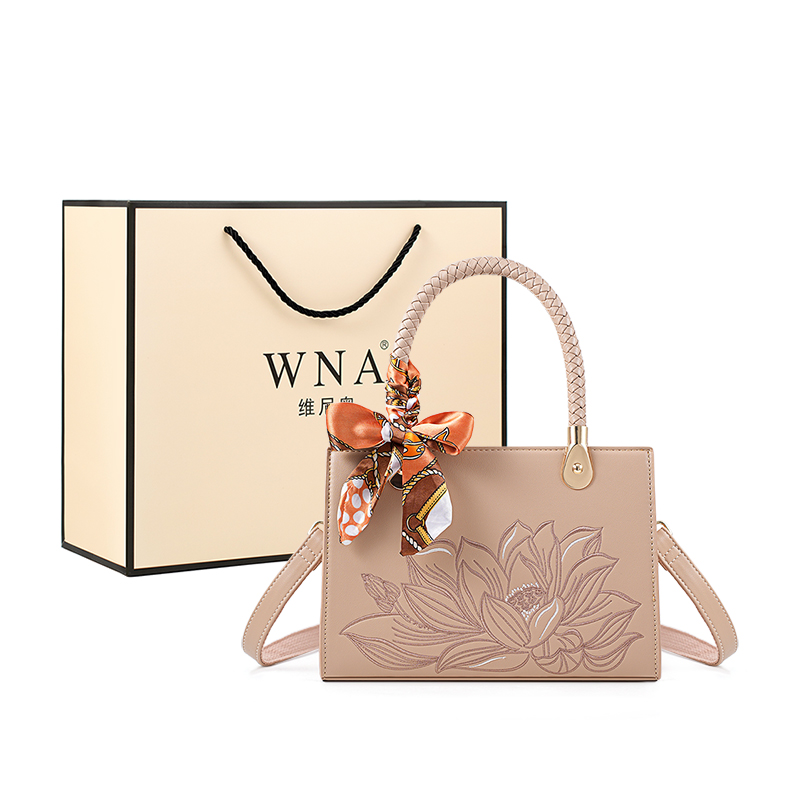 Vigno Синтетическая кожа переносная одноплечевая маленькая квадратная сумка через плечо женская разноцветная, Apricot Cyan Lotus