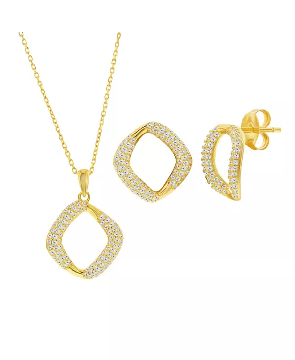 Комплект из колье и серег из стерлингового серебра с квадратными фианитами Simona, gold
Комплект из колье и серег из стерлингового серебра с квадратными фианитами Simona, gold