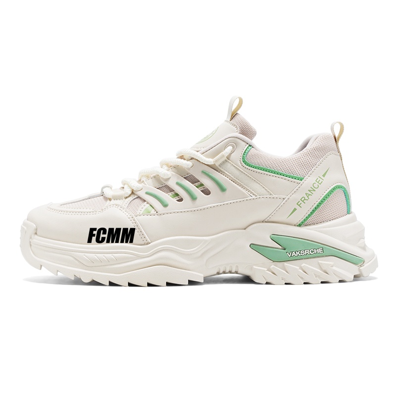 Дышащие противоскользящие повседневные кроссовки для подростков FCMM, белый/зеленый 
Дышащие противоскользящие повседневные кроссовки для подростков FCMM, белый/зеленый