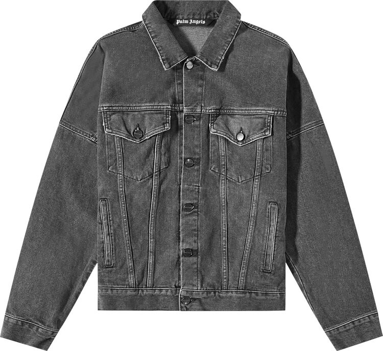 Куртка Palm Angels Logo Over Denim Jacket 'Black/White', черный 
Куртка Palm Angels Logo Over Denim Jacket 'Black/White', черный