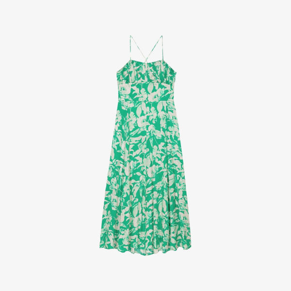 Платье миди Maje с квадратным вырезом, бело-зеленый
Платье миди Maje с квадратным вырезом, бело-зеленый