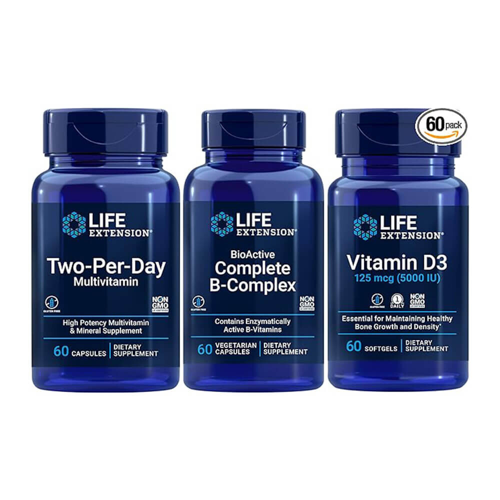 Мультивитамины, витамин B и D3 для взрослых Life Extension, (60 капсул в одной баночке) 
Мультивитамины, витамин B и D3 для взрослых Life Extension, (60 капсул в одной баночке)