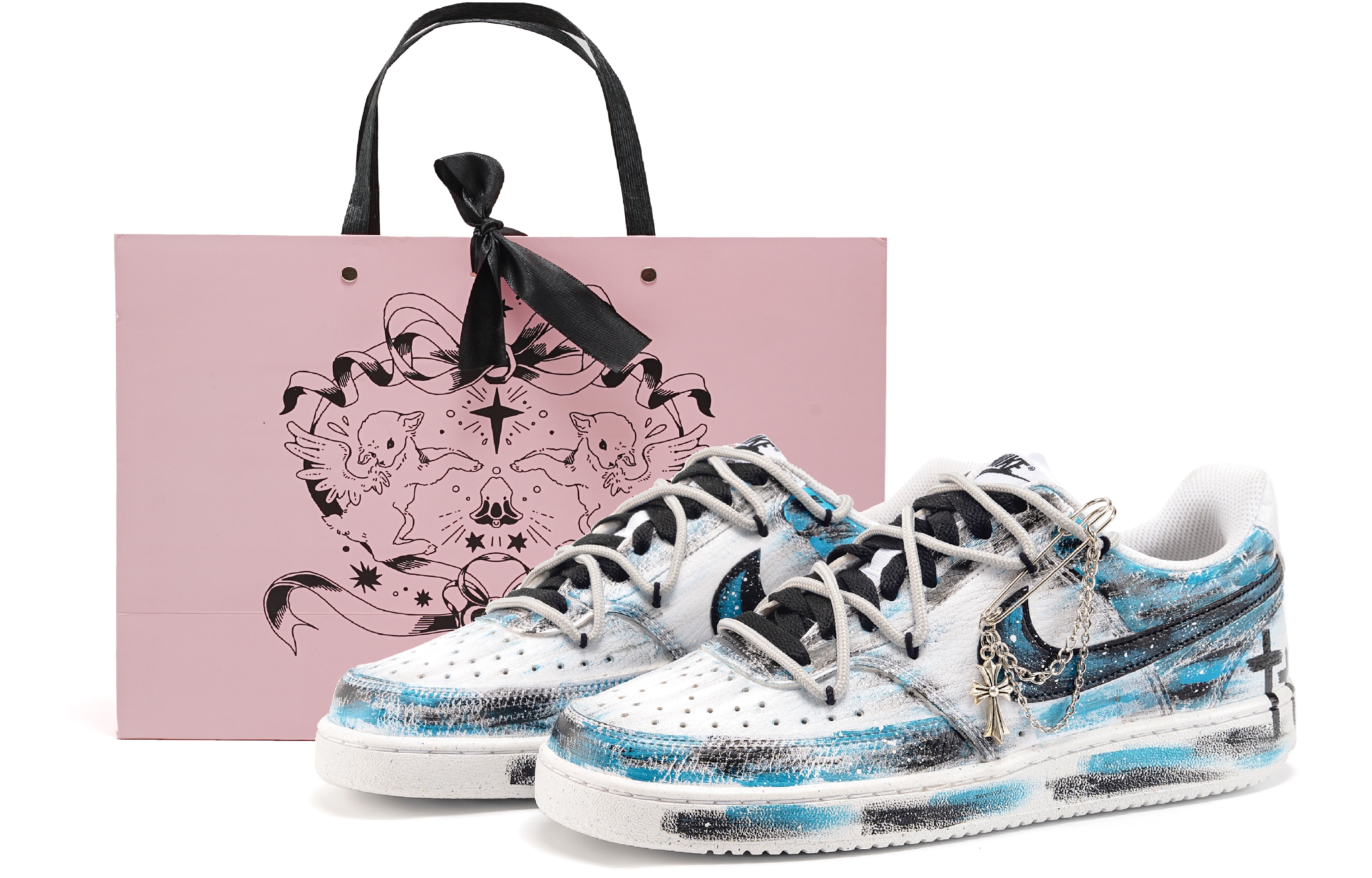 Nike Кроссовки Court Vision 1 для скейтбординга с низким верхом, амортизирующие и износостойкие, мужские, белые, синие 
Nike Кроссовки Court Vision 1 для скейтбординга с низким верхом, амортизирующие и износостойкие, мужские, белые, синие