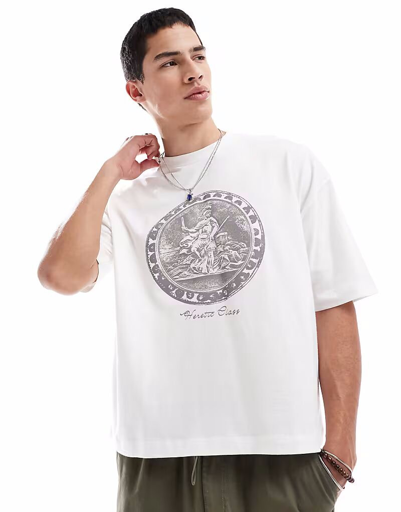 Футболка свободного кроя ASOS DESIGN белого цвета с изображением монеты спереди
Футболка свободного кроя ASOS DESIGN белого цвета с изображением монеты спереди