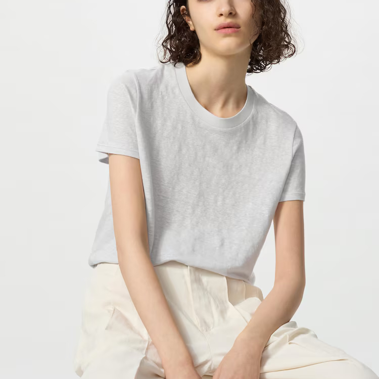 Футболка с круглым вырезом из 100% льна UNIQLO, светло-серый
Футболка с круглым вырезом из 100% льна UNIQLO, светло-серый