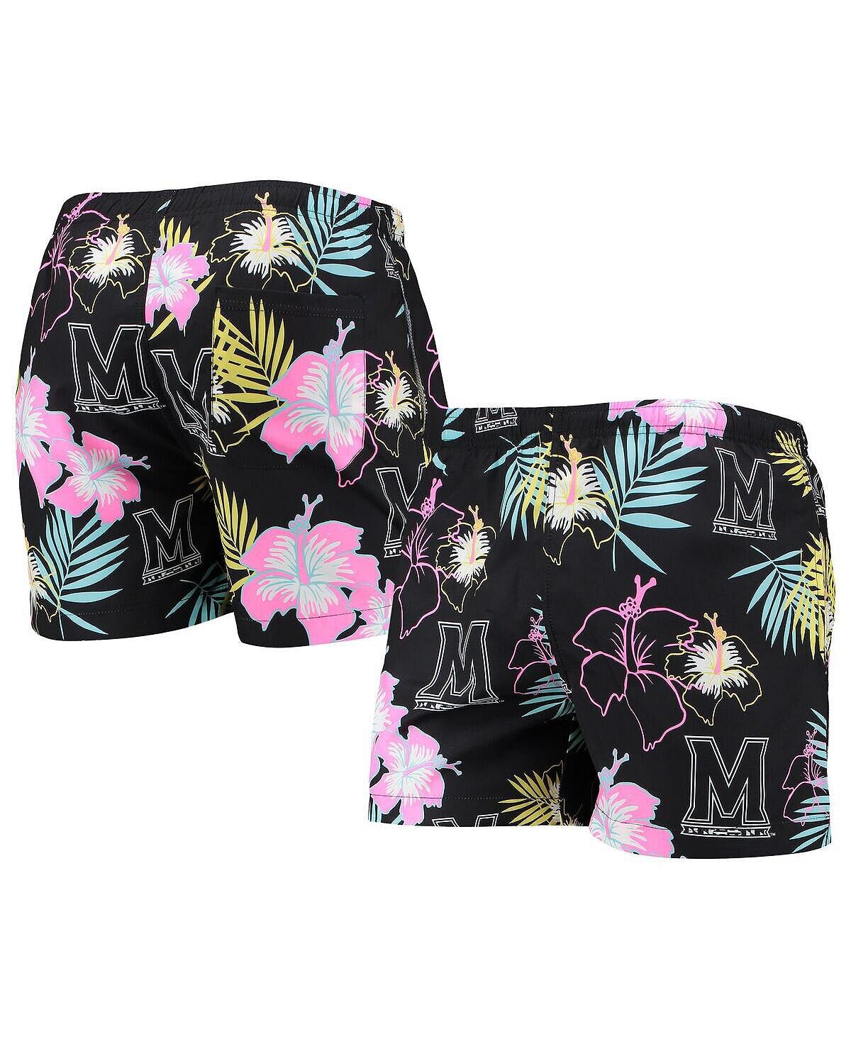 Мужские черные плавки maryland terrapins с неоновым цветочным принтом FOCO, черный 
Мужские черные плавки maryland terrapins с неоновым цветочным принтом FOCO, черный