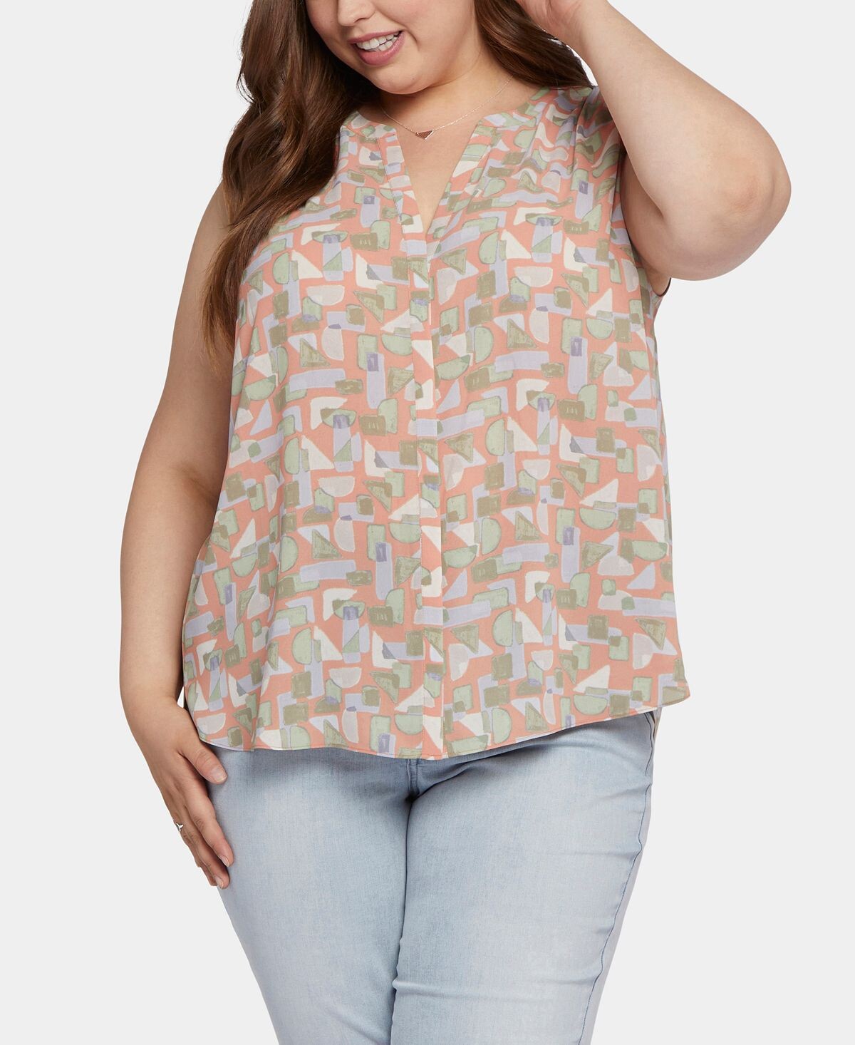 Плюс размер блуза без рукавов с защипами NYDJ, мульти
Плюс размер блуза без рукавов с защипами NYDJ, мульти