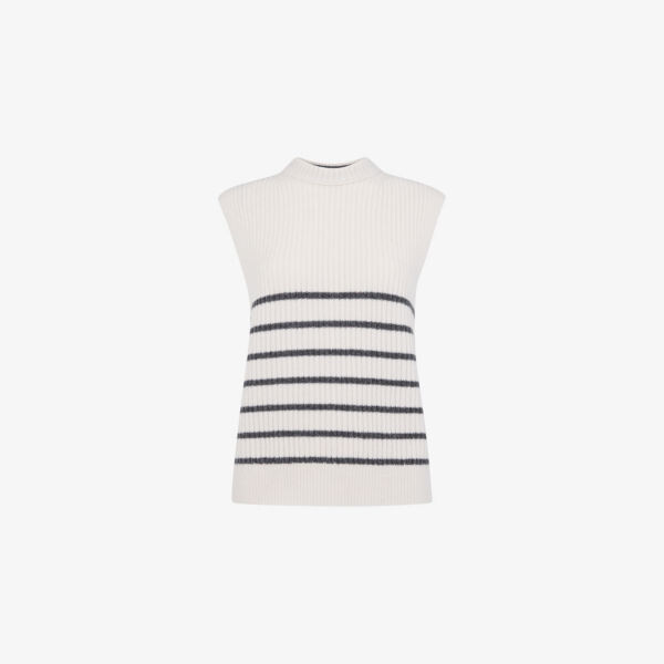 Трикотажная майка свободного кроя в полоску с круглым вырезом Whistles, бежевый 
Трикотажная майка свободного кроя в полоску с круглым вырезом Whistles, бежевый