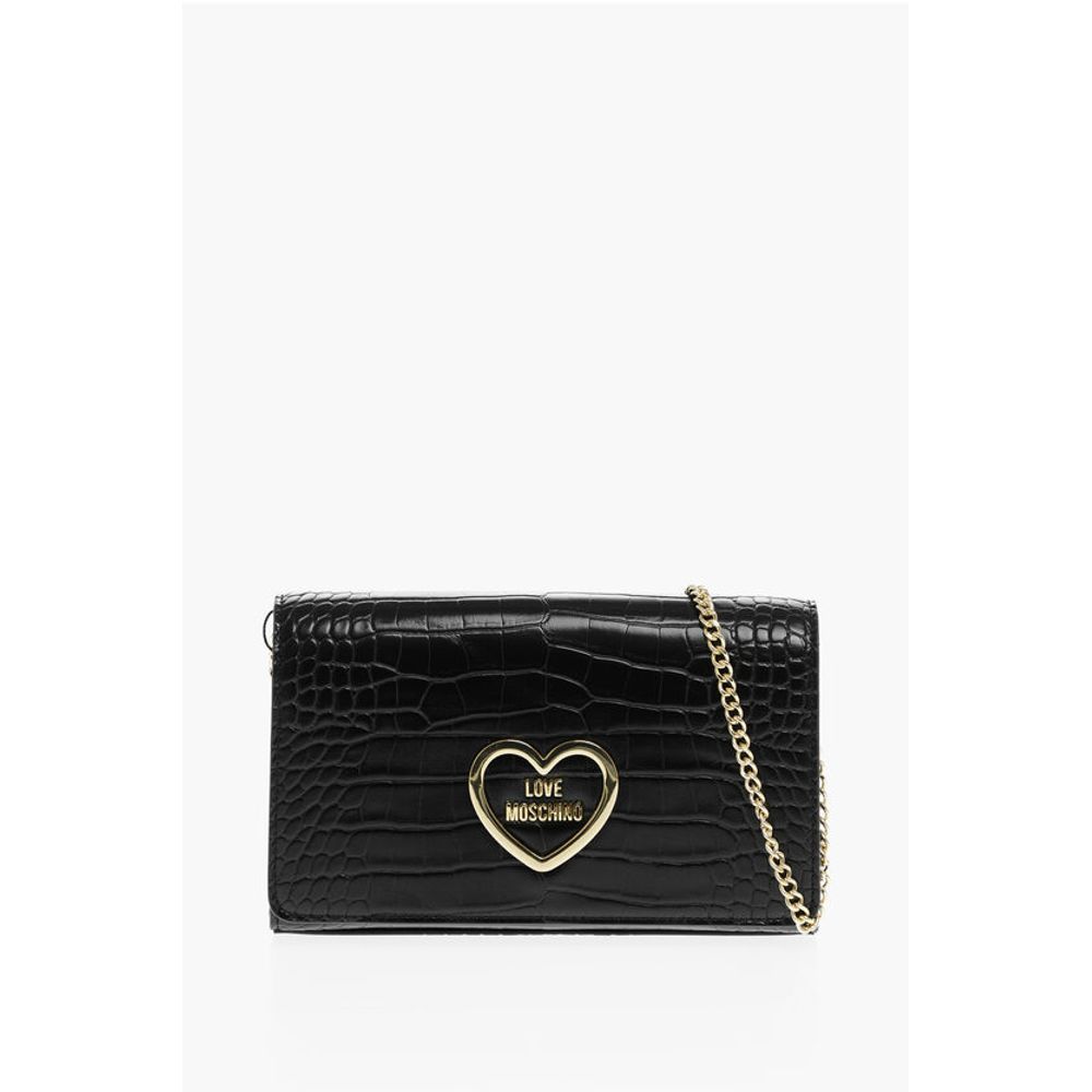 Сумка LOVE из искусственной кожи с эффектом крокодила и золотой цепочкой Moschino, черный 
Сумка LOVE из искусственной кожи с эффектом крокодила и золотой цепочкой Moschino, черный