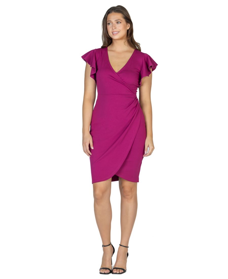 Женское платье с V-образным вырезом, рукавами-воланами и длиной до колена 24seven Comfort Apparel, Magenta
Женское платье с V-образным вырезом, рукавами-воланами и длиной до колена 24seven Comfort Apparel, Magenta