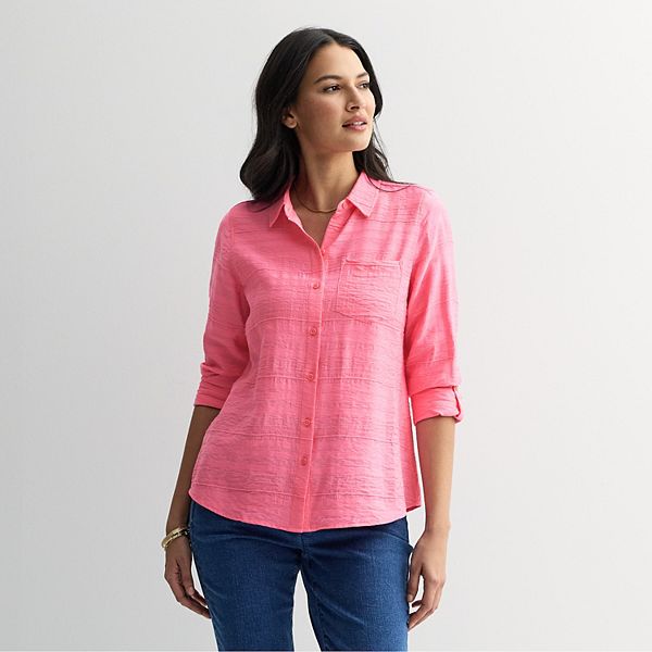Женская блузка с длинным рукавом и воротником Croft & Barrow, Petunia Blush
Женская блузка с длинным рукавом и воротником Croft & Barrow, Petunia Blush