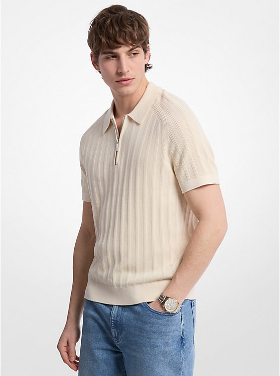 Футболка-Поло из хлопчатобумажного трикотажа на молнии Michael Kors, экрю
Футболка-Поло из хлопчатобумажного трикотажа на молнии Michael Kors, экрю