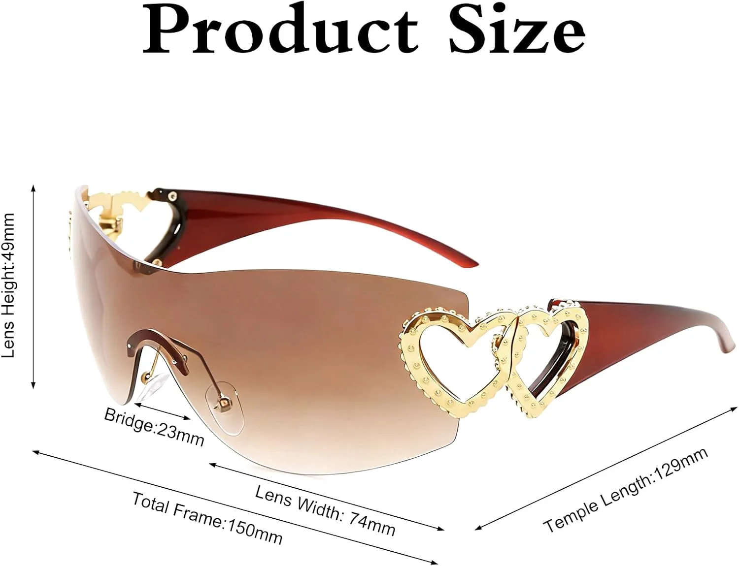 2 шт. Солнцезащитные очки без оправы в стиле Y2K для женщин и мужчин, большие, в стиле 2000-х, модные, футуристические, с прохладным оттенком Sdfvsdg, White,brown
2 шт. Солнцезащитные очки без оправы в стиле Y2K для женщин и мужчин, большие, в стиле 2000-х, модные, футуристические, с прохладным оттенком Sdfvsdg, White,brown