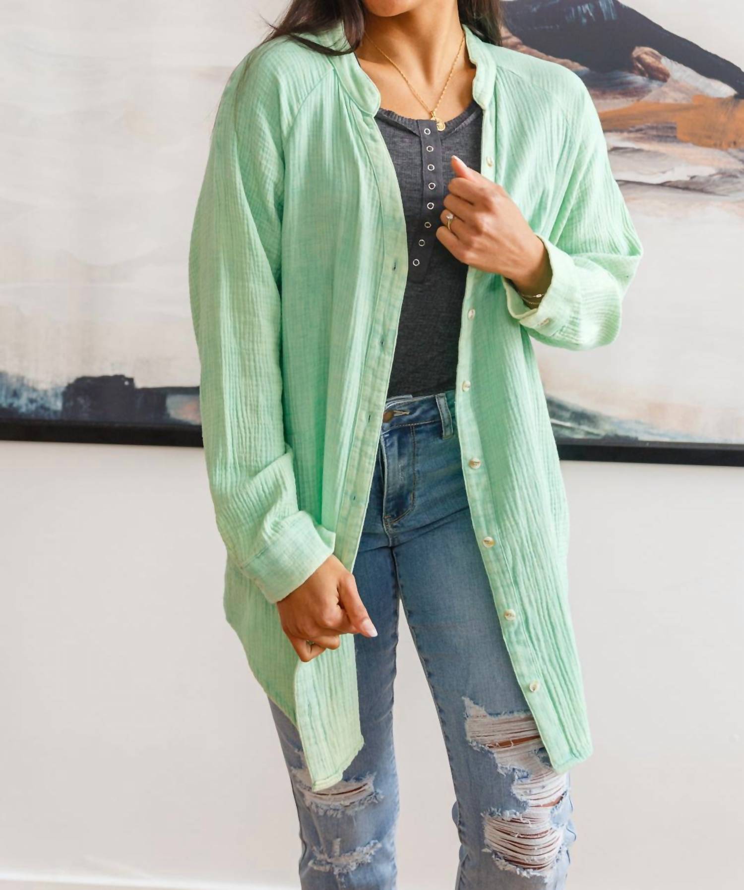 Топ Corey на пуговицах в винтажном зеленом цвете White Birch
Топ Corey на пуговицах в винтажном зеленом цвете White Birch